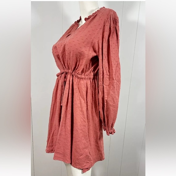NWT Time and Tru Women's Long Sleeve Peasant Dress, Pink Camellia, Large 8-10 - Picture 7 of 14